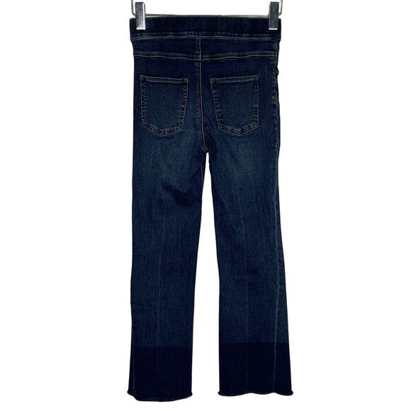 Spanx Crop Flare Raw Hem Jeans S Pull On Stretch Wide Leg High Rise Slimming - Picture 2 of 11